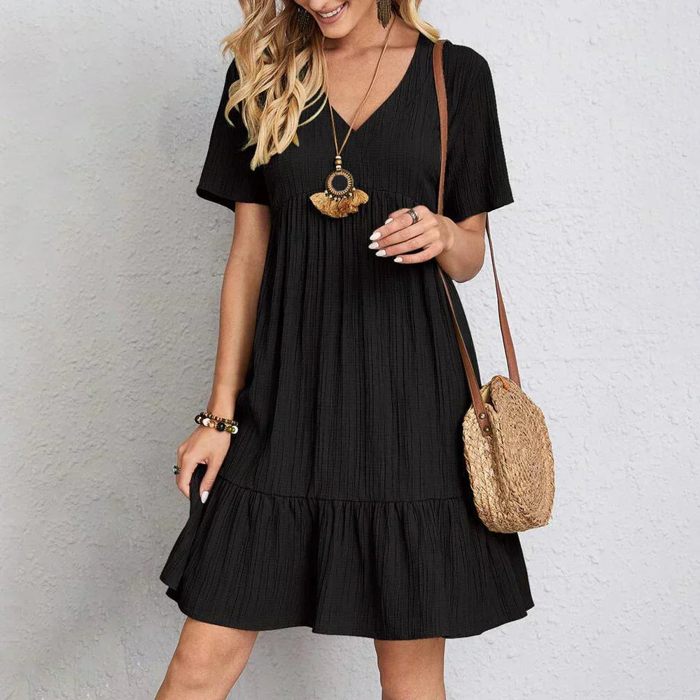 MW | Trendy Boho Ruffle Saum Minikleid