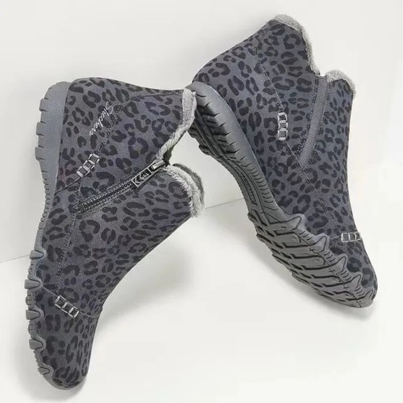 EM | Leopardenmuster-Stiefeletten mit Kunstfellfutter
