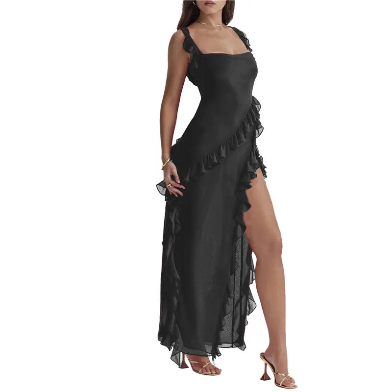 Aimee - Elegantes langes Kleid mit Rüschen