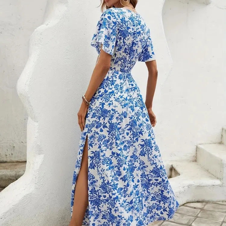 MW | Frauen Boho Print Minikleid Sommer Elegantes ärmelloses Sonnenkleid