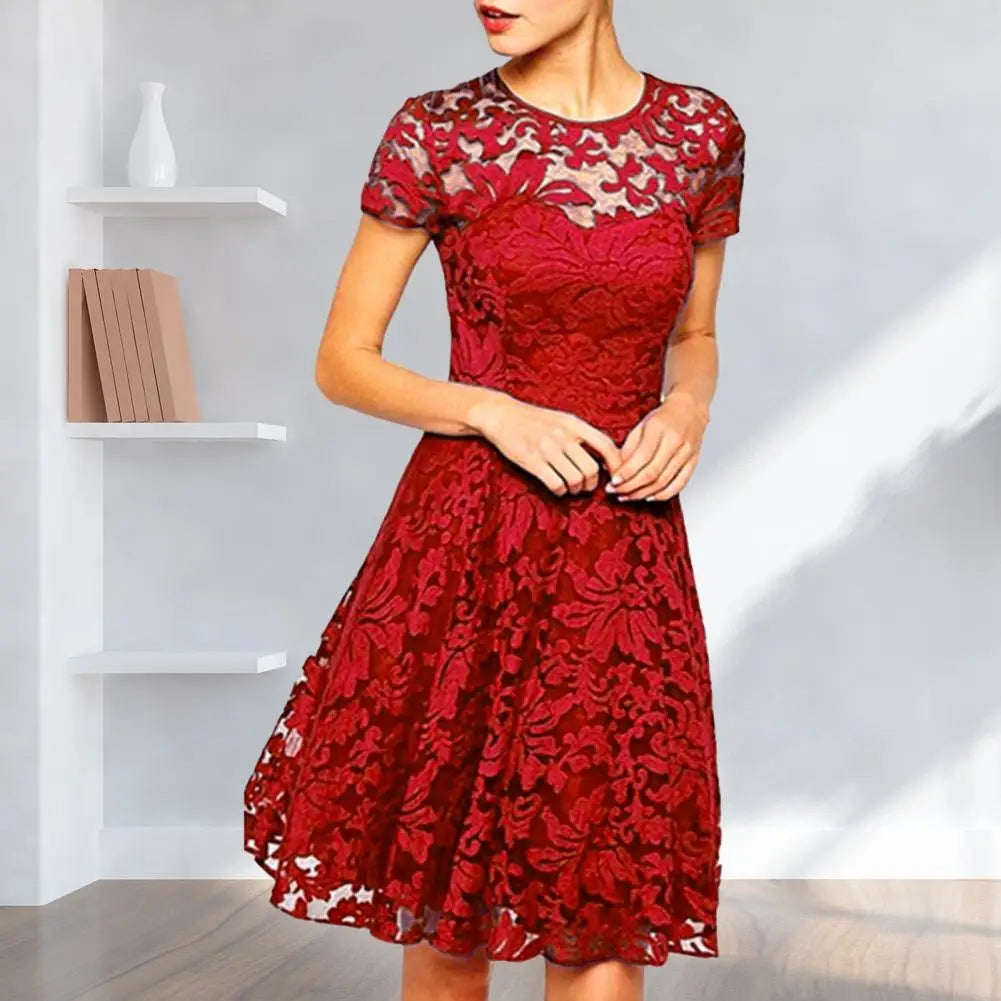 MW | Elegantes Plus Size Sommer Minikleid A-Linie Rundhalsausschnitt Style