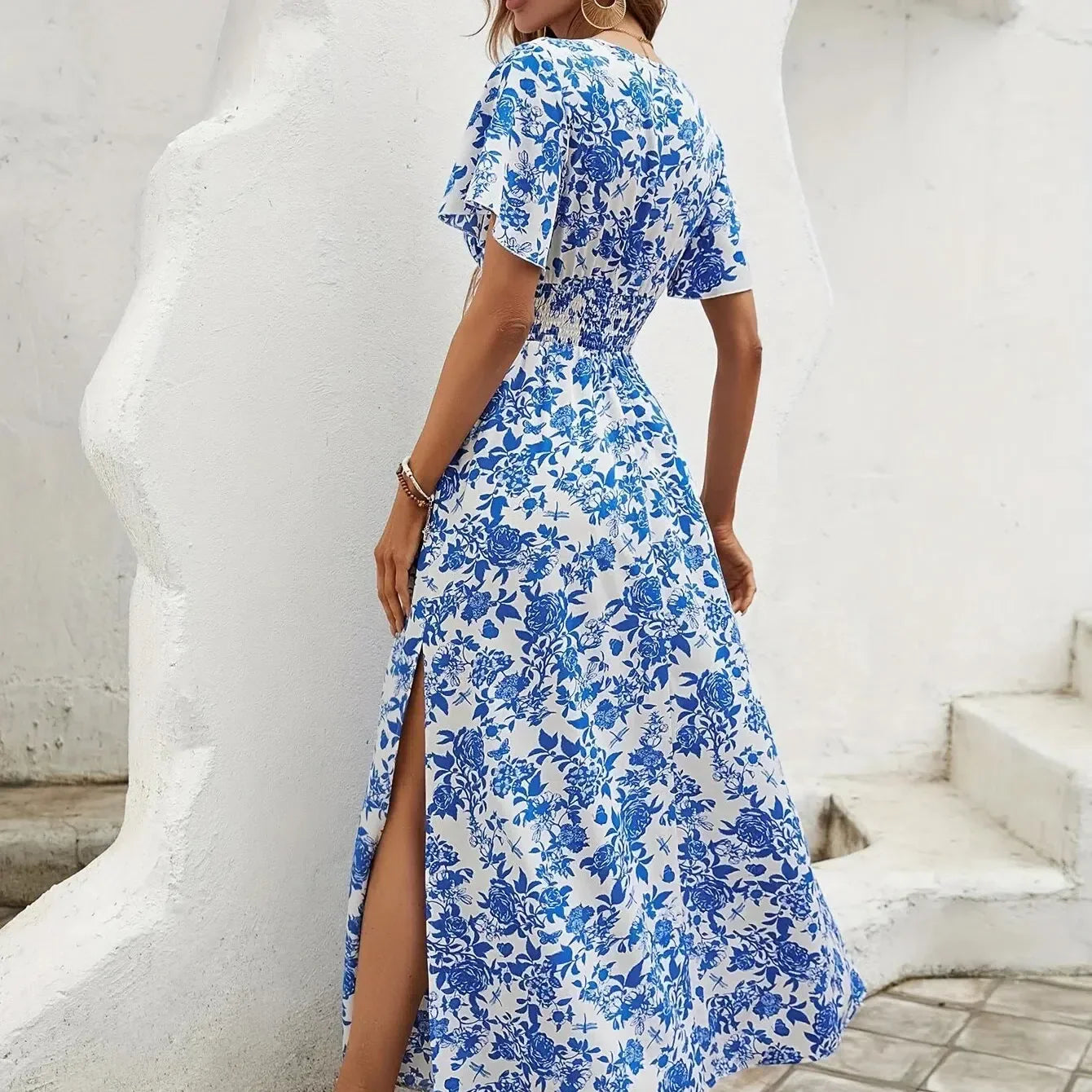 MW | Frauen Boho Print Minikleid Sommer Elegantes ärmelloses Sonnenkleid