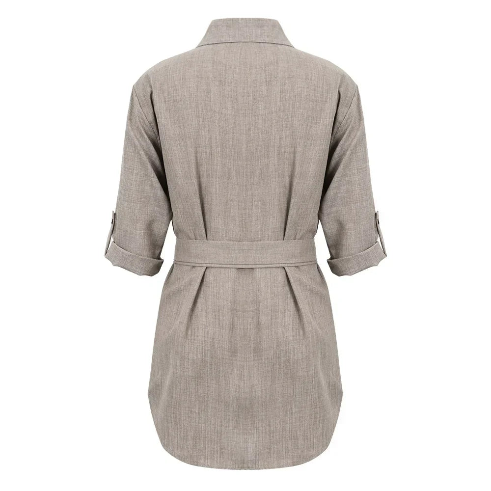 MW | Elegantes Minikleid Tiefer V-Ausschnitt 3/4 Ärmel Frauen Mode