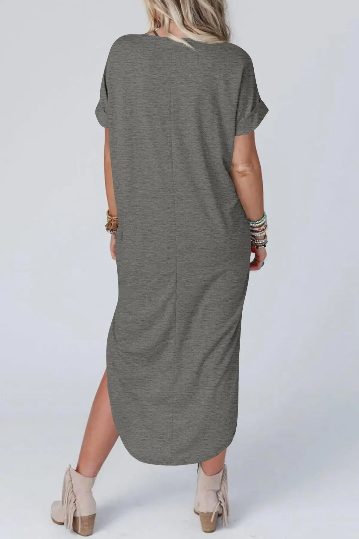 Anita - Lässiges Baumwoll-Leinen-Kleid mit V-Ausschnitt