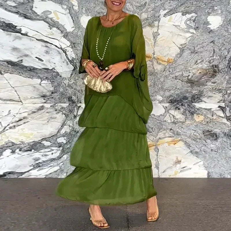 MW | Fließendes Maxikleid im Lagenlook