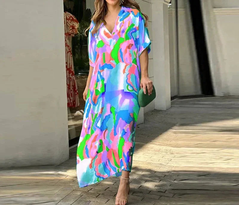 Clarise - Strandkleid mit V-Ausschnitt und geteilter Spitze