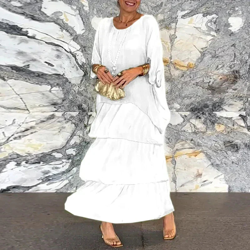 MW | Fließendes Maxikleid im Lagenlook