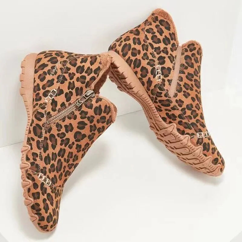 EM | Leopardenmuster-Stiefeletten mit Kunstfellfutter