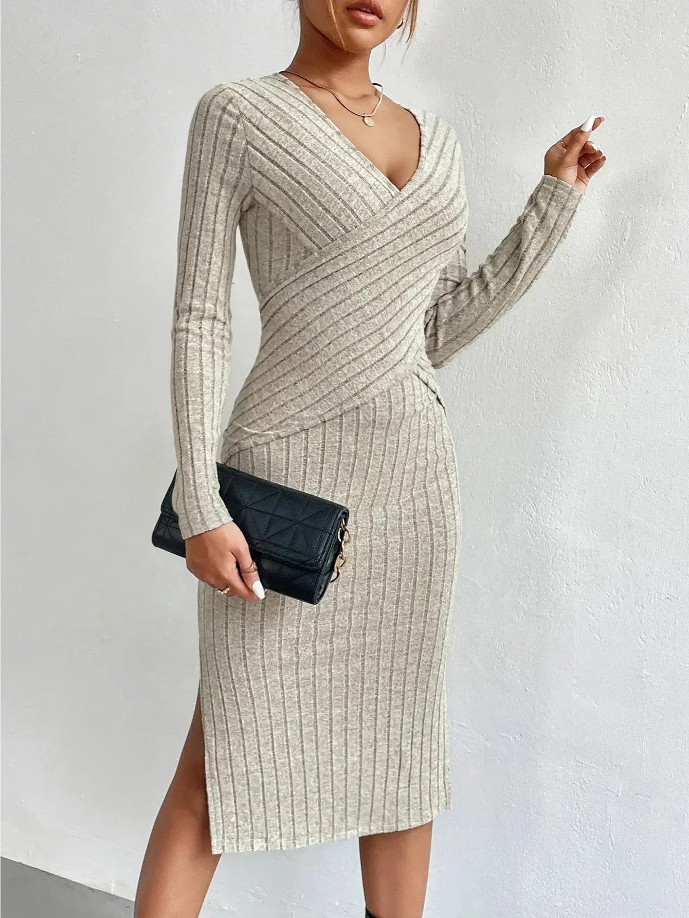 Bria - Geripptes Wickelkleid