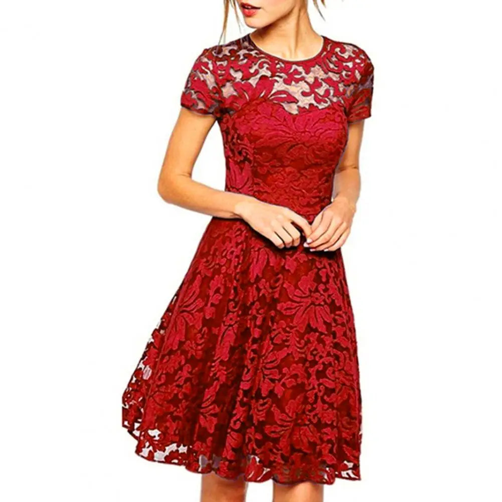 MW | Elegantes Plus Size Sommer Minikleid A-Linie Rundhalsausschnitt Style