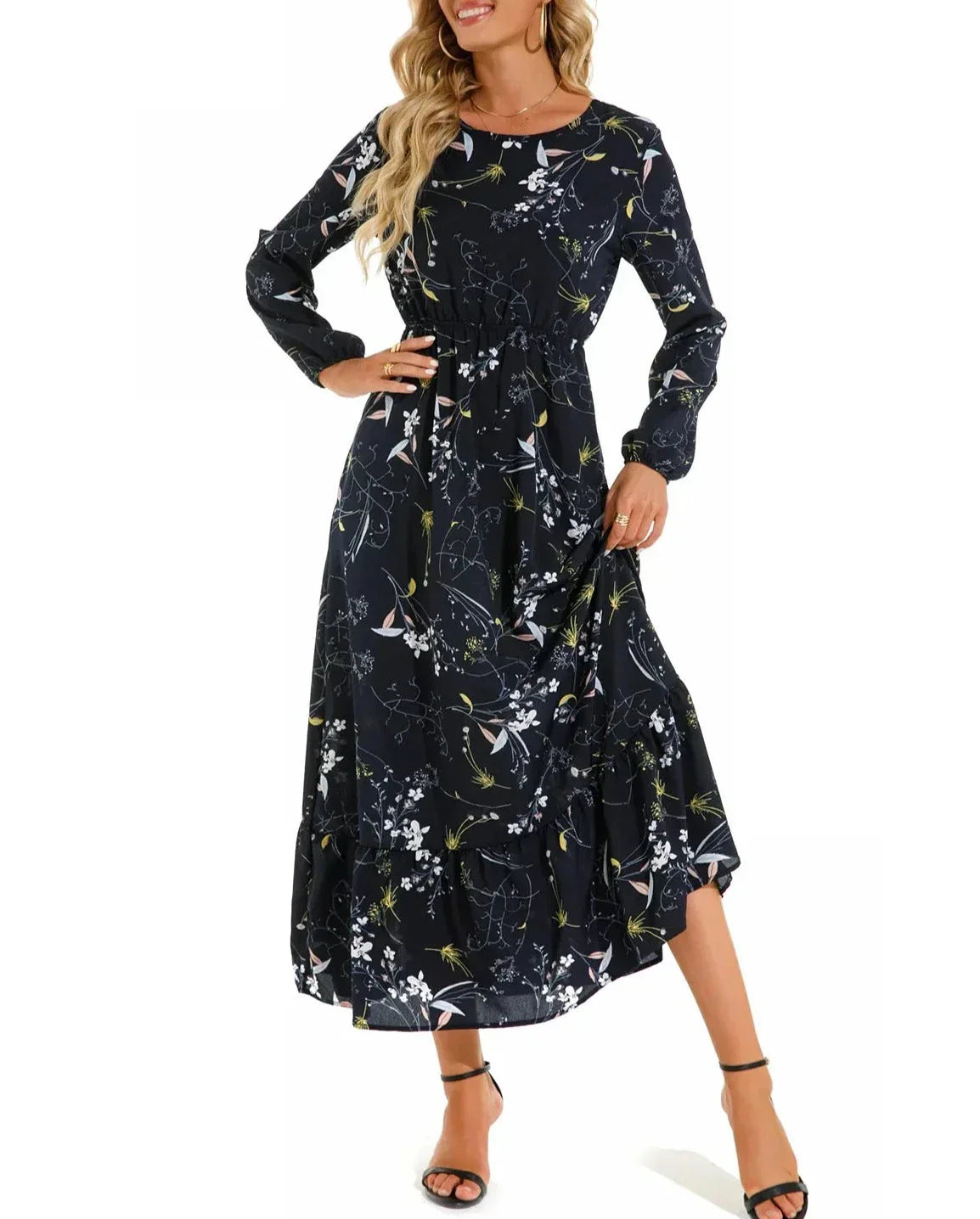 Andrea - Maßgeschneidertes Maxikleid mit Blumenmuster