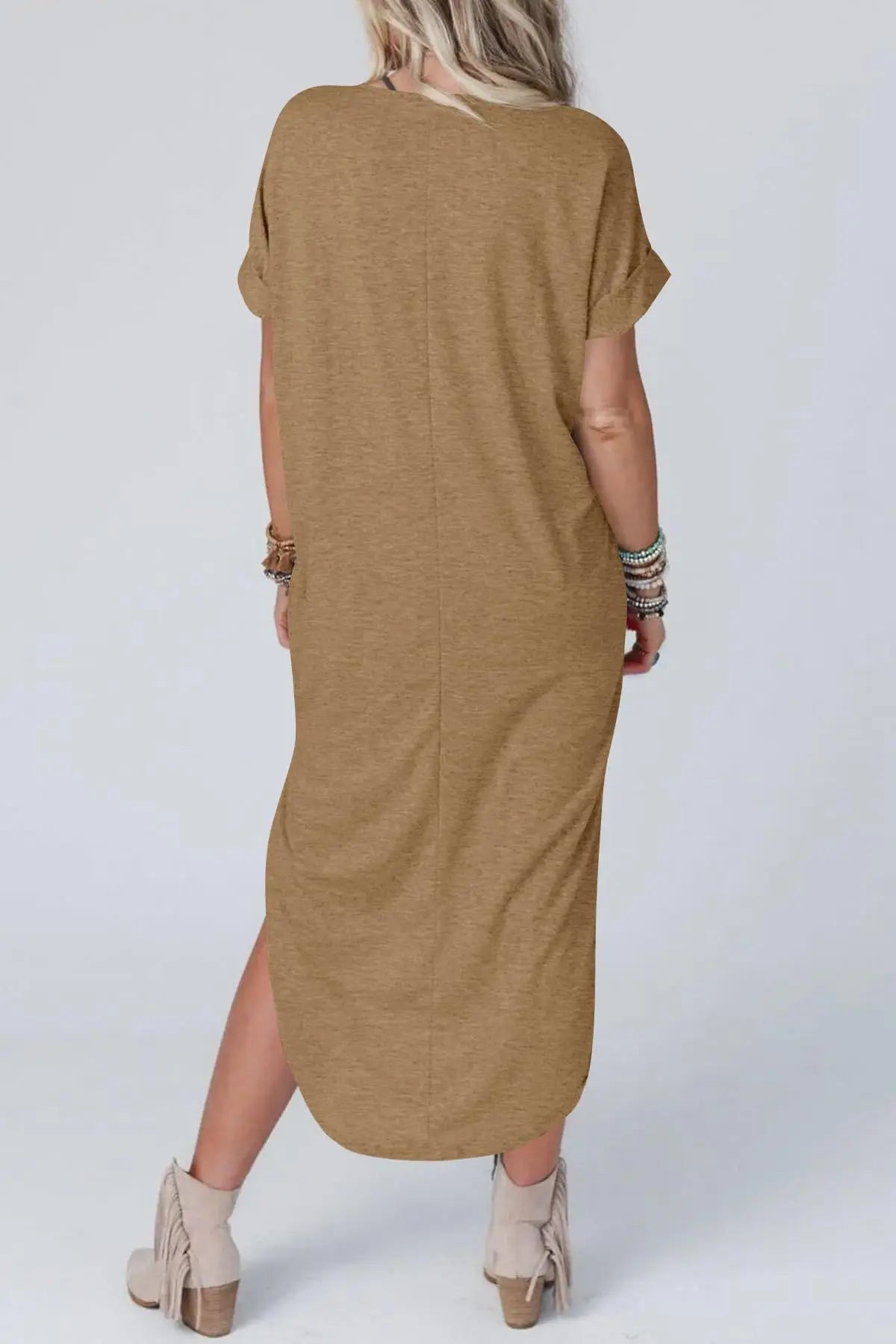 Anita - Lässiges Baumwoll-Leinen-Kleid mit V-Ausschnitt