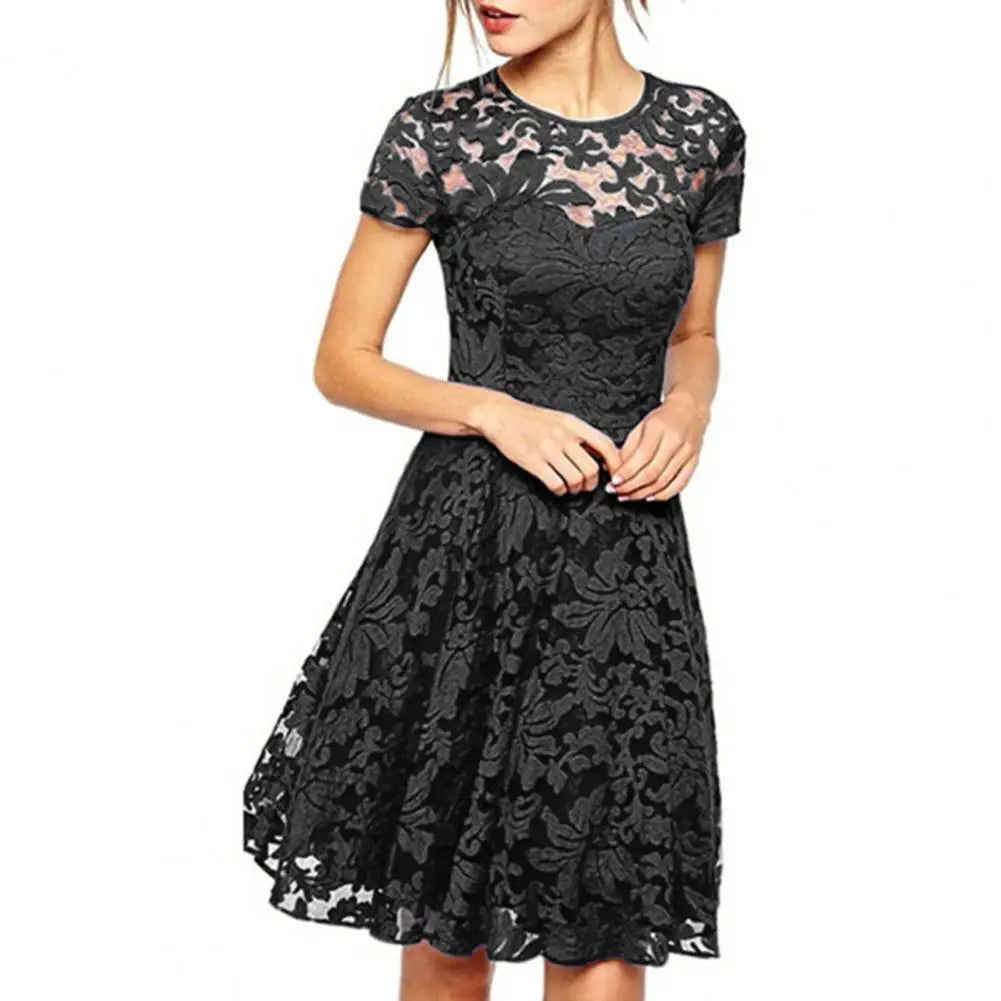 MW | Elegantes Plus Size Sommer Minikleid A-Linie Rundhalsausschnitt Style