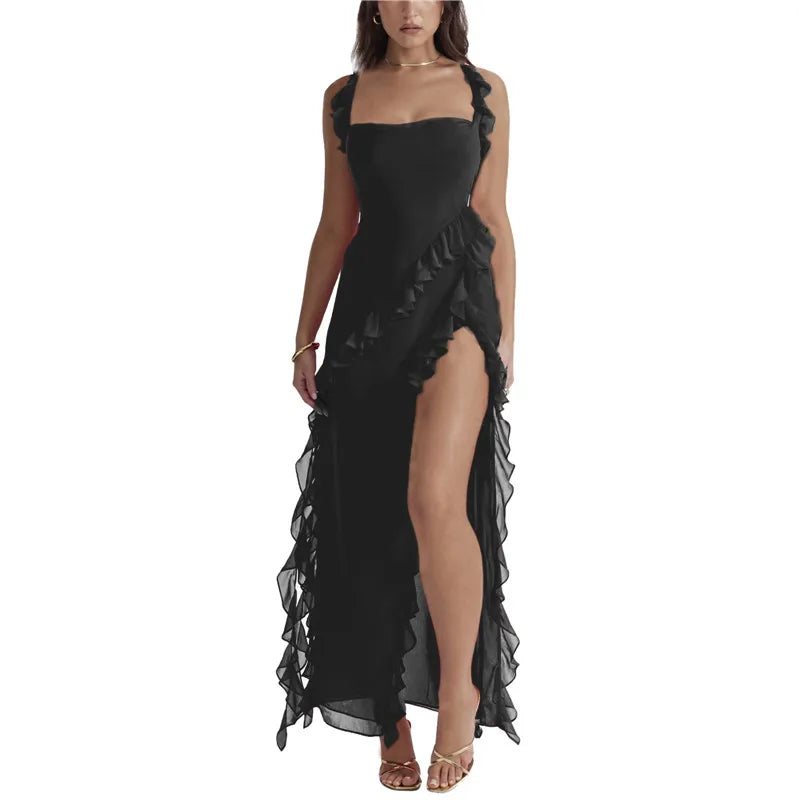 Aimee - Elegantes langes Kleid mit Rüschen