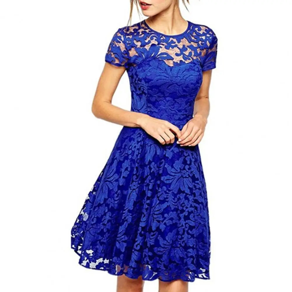 MW | Elegantes Plus Size Sommer Minikleid A-Linie Rundhalsausschnitt Style