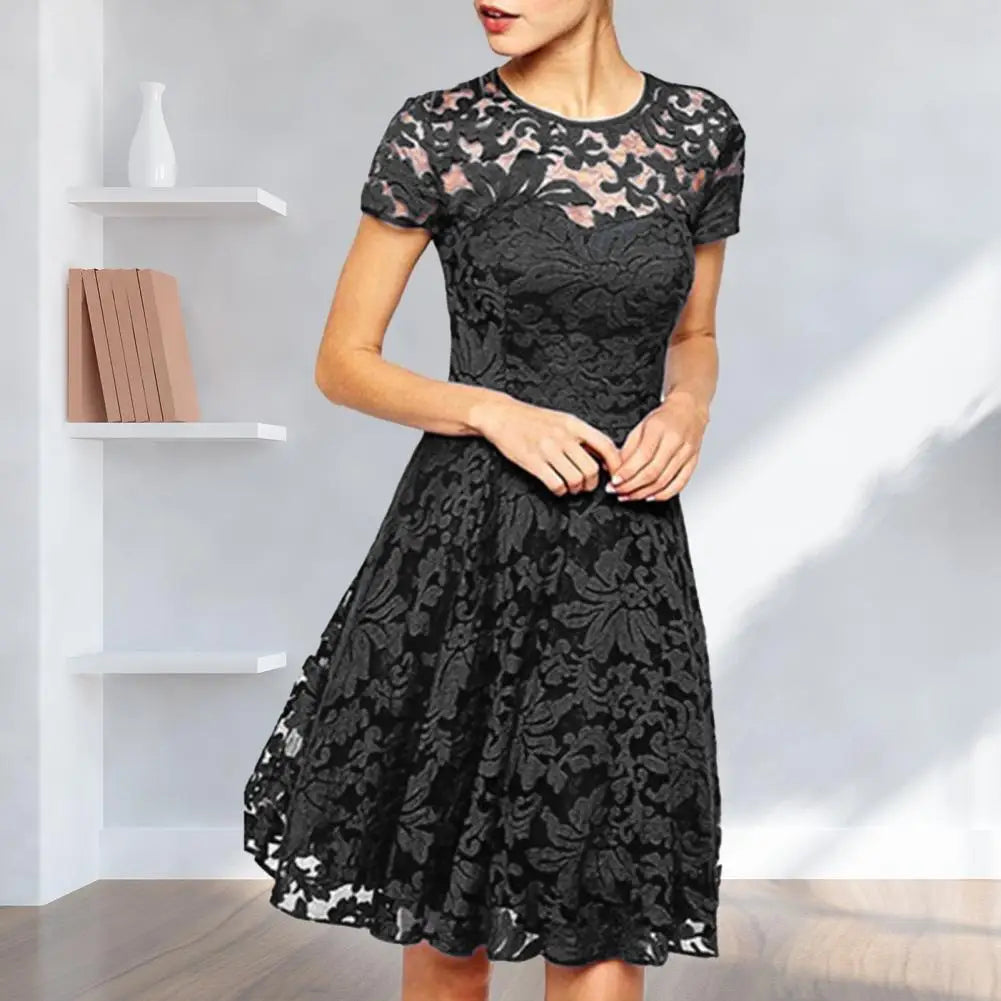MW | Elegantes Plus Size Sommer Minikleid A-Linie Rundhalsausschnitt Style