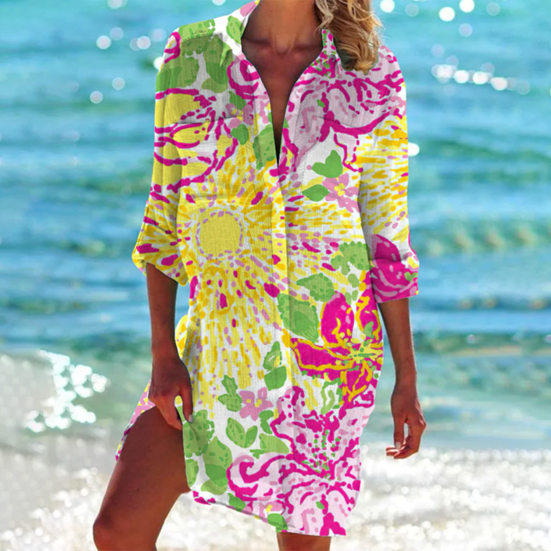 EM | Buntes Button-Up midi kleid
