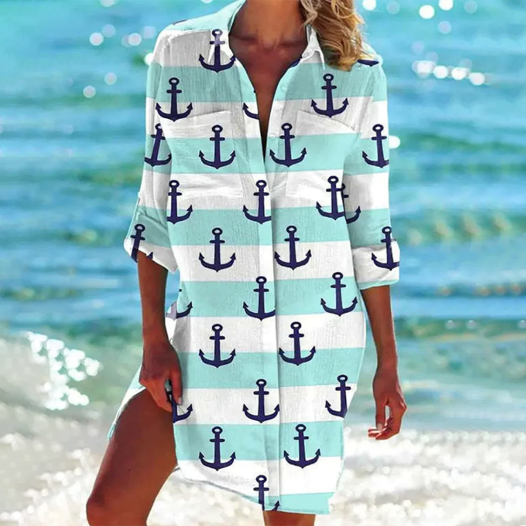 EM | Buntes Button-Up midi kleid