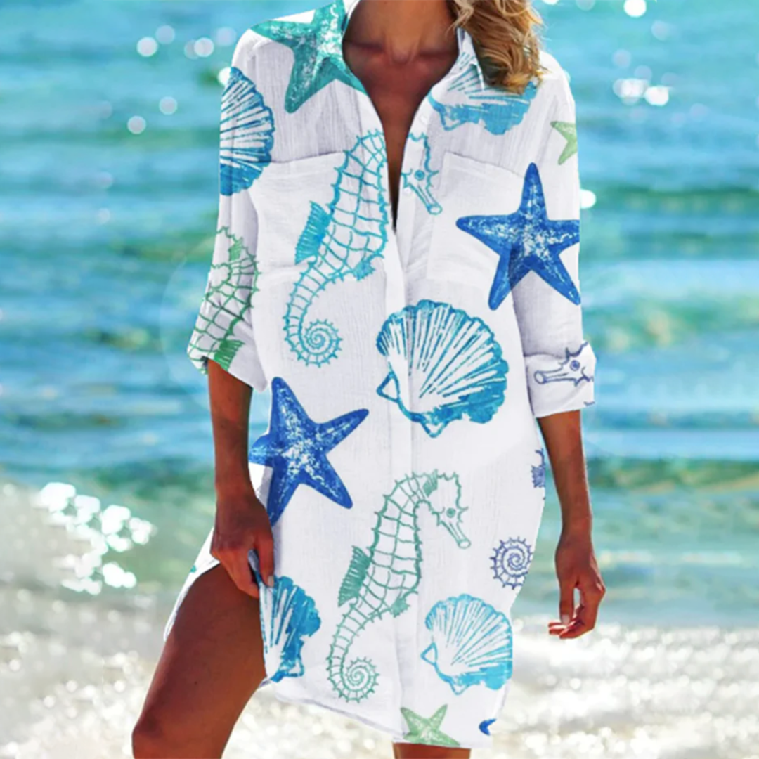 EM | Buntes Button-Up midi kleid