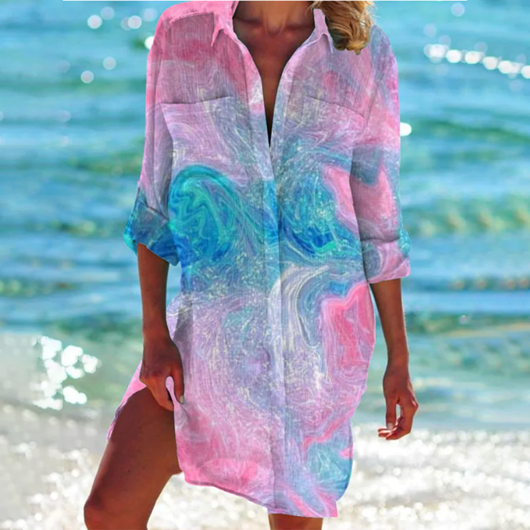 EM | Buntes Button-Up midi kleid