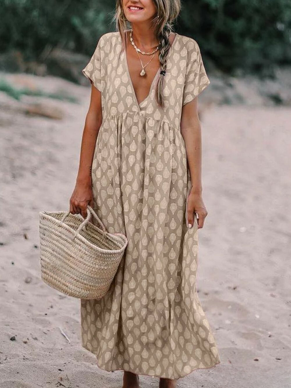 MW | Gewebtes Kleid mit Blumenmuster