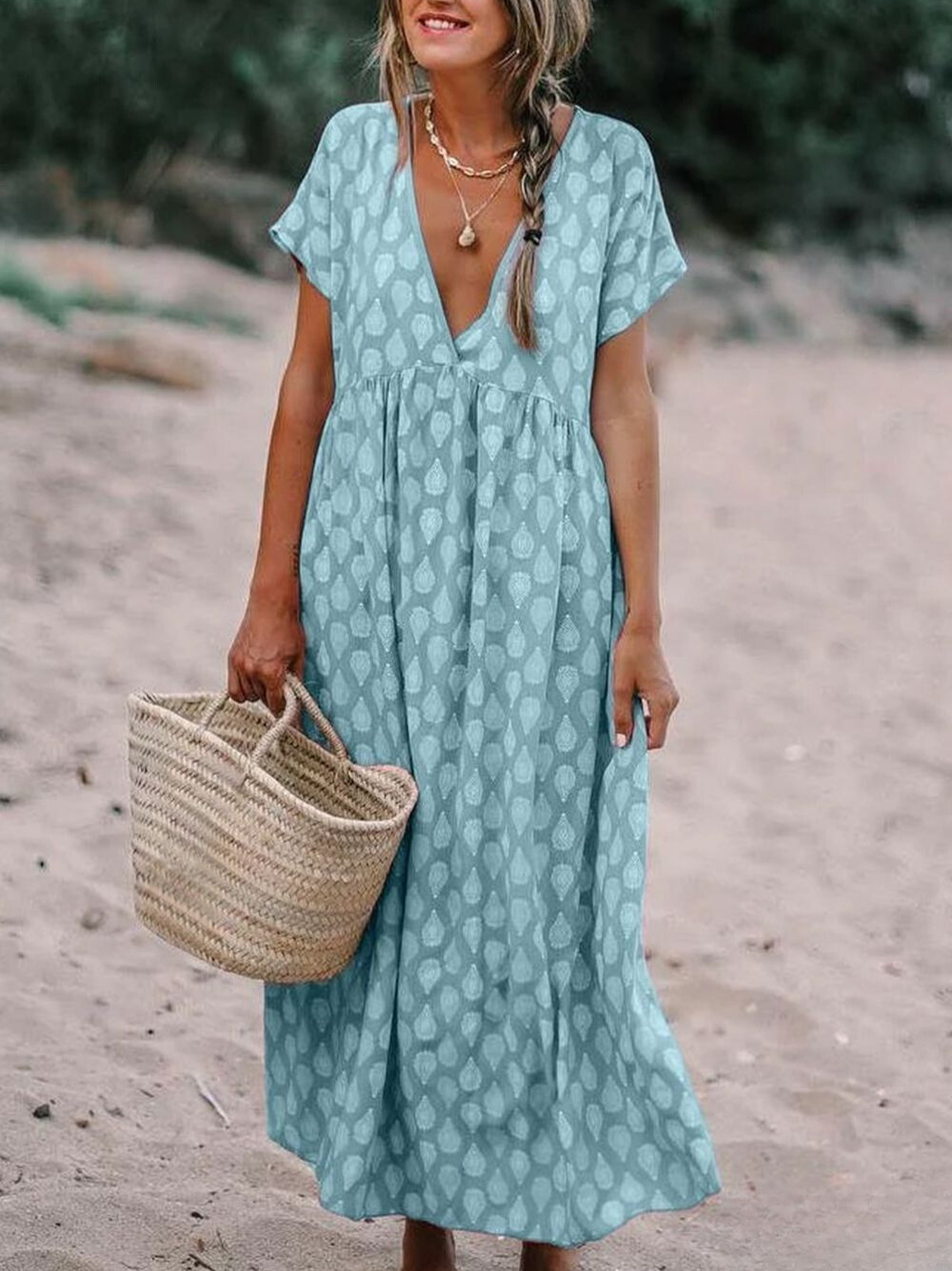 MW | Gewebtes Kleid mit Blumenmuster