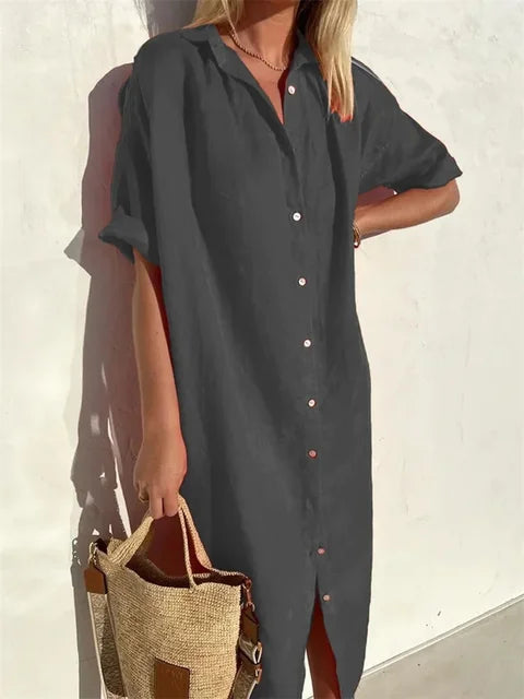 MW | Leinen Shirt Kleid Lässig