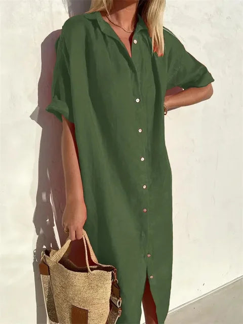 MW | Leinen Shirt Kleid Lässig