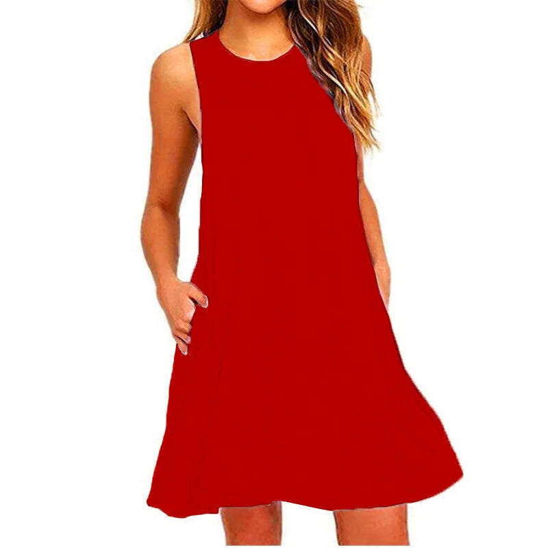 MW | Sommer Casual Swing T-Shirt Strand Midi-Kleider