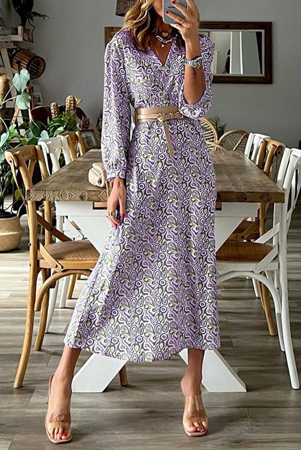 MW | V-Ausschnitt Multi Print Midikleid