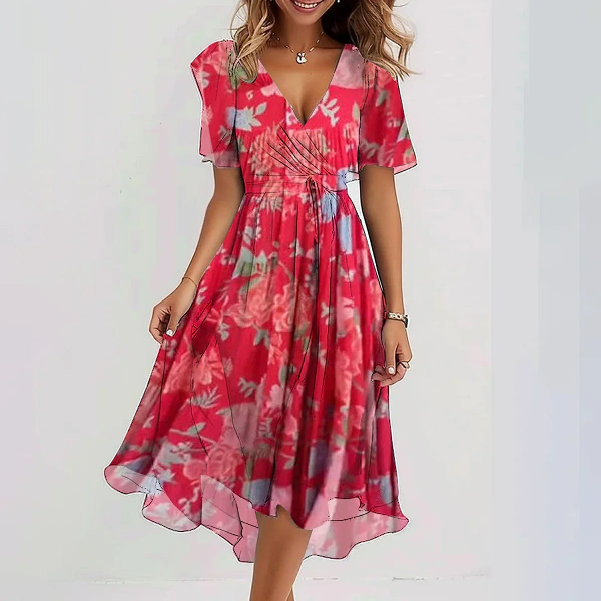 Asta - Elegantes Kleid mit kurzen Ärmeln