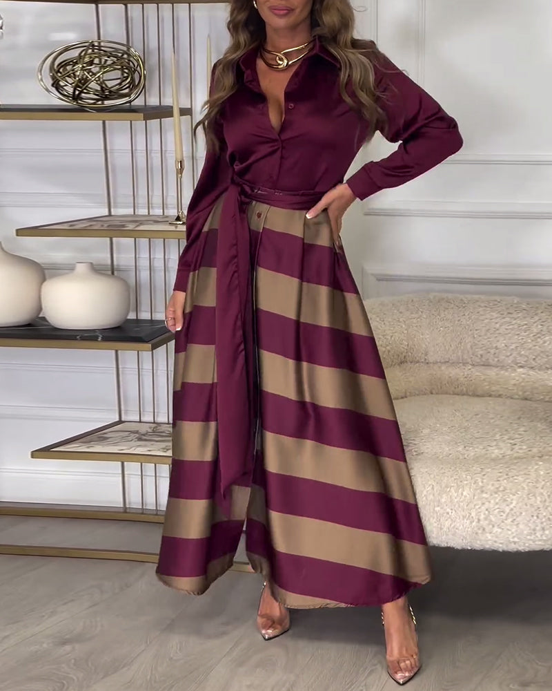 MW | Elegantes gestreiftes Maxikleid
