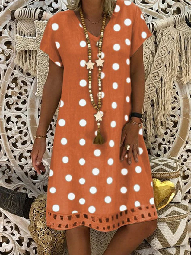 MW | Sommerkleid mit V-Ausschnitt und Polka Dots