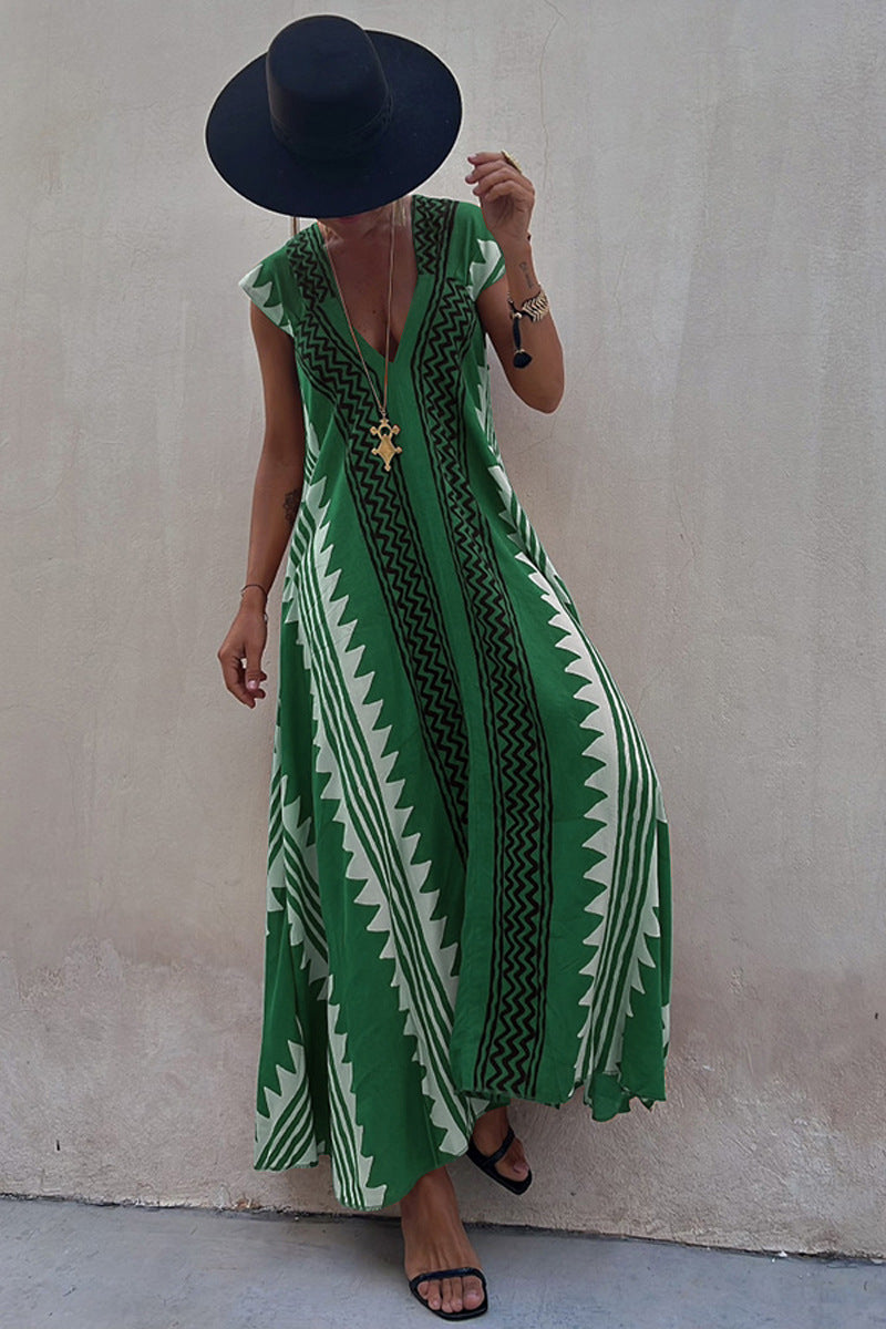 MW | Strandtermine Ethnodruck Maxikleid in A-Linie