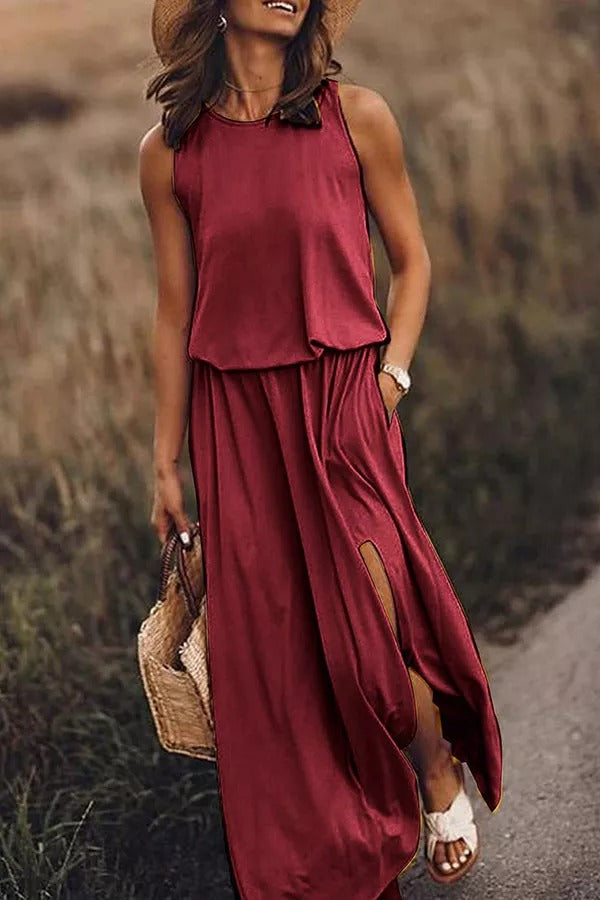 MW | Giselle Locker geschnittenes Maxikleid mit Schlitz