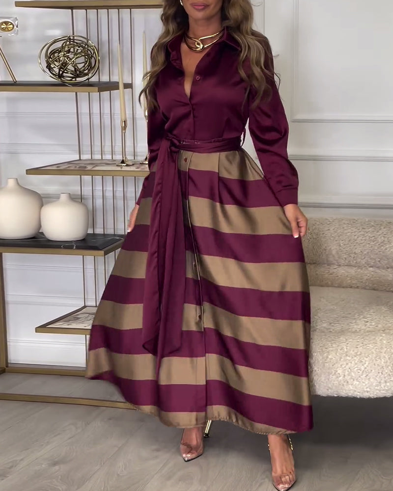 MW | Elegantes gestreiftes Maxikleid