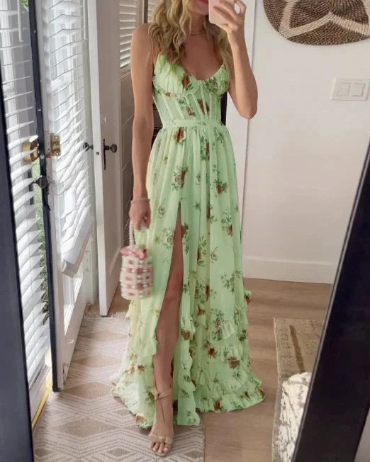 MW | Elegantes geblümtes Maxikleid