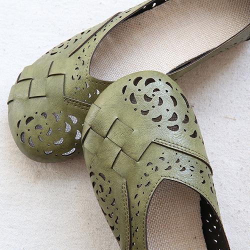 EM | Atmungsaktive Leder-Flats im Vintage-Stil