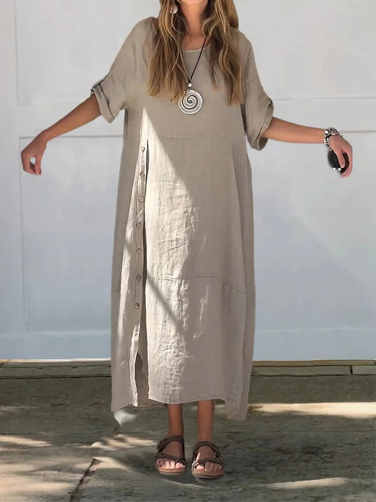 MW | Zeitloses, locker sitzendes Maxikleid