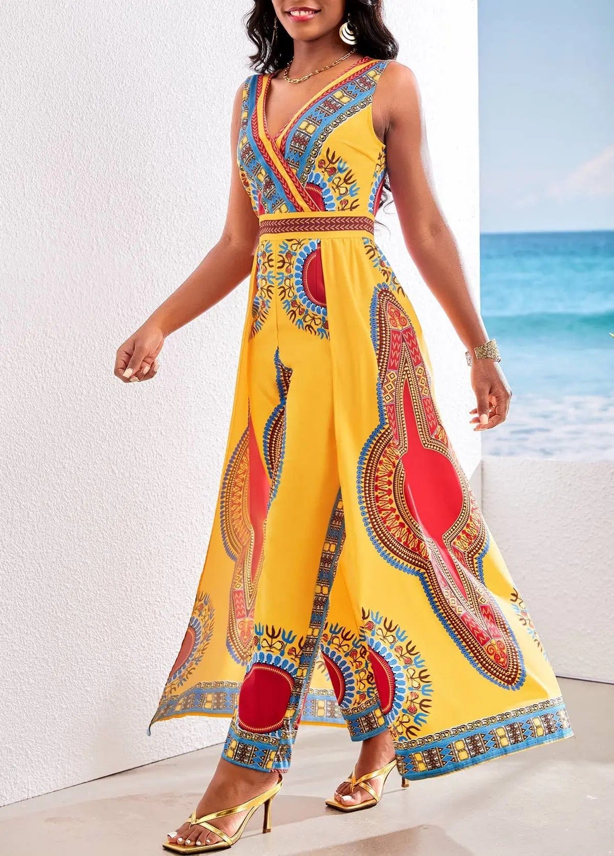 MW | Jumpsuit mit afrikanischem Druck im Dashiki-Stil
