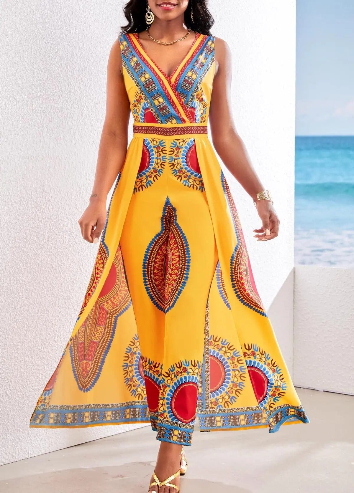 MW | Jumpsuit mit afrikanischem Druck im Dashiki-Stil