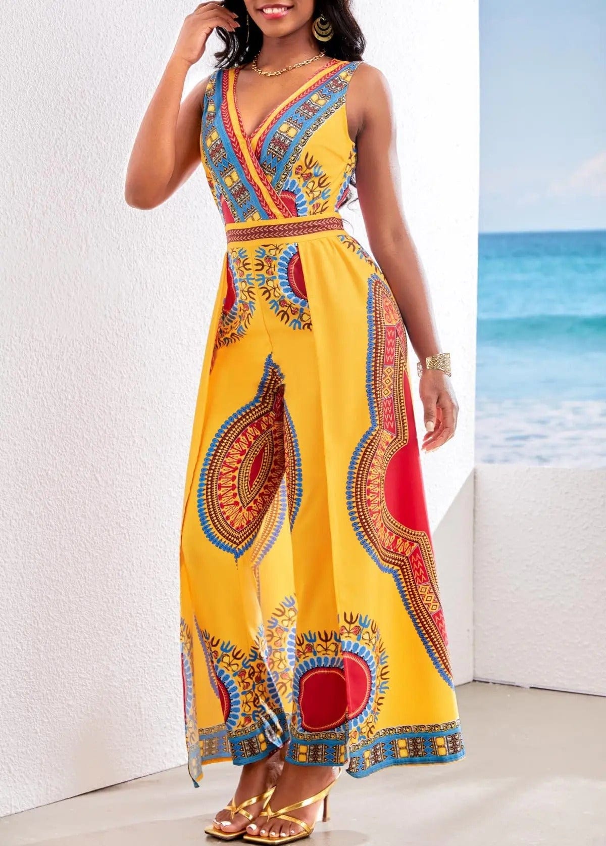 MW | Jumpsuit mit afrikanischem Druck im Dashiki-Stil