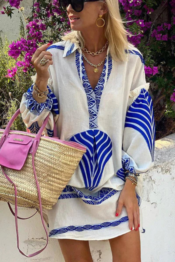 MW | Bedrucktes Tunika-Shirt Minikleid