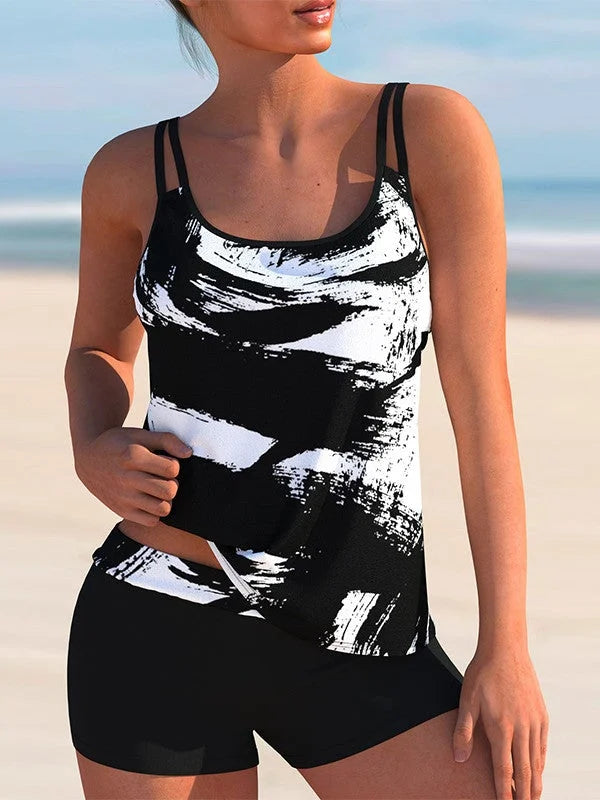 MW Plus Size Bademode ärmellos hell gestreift Tankini