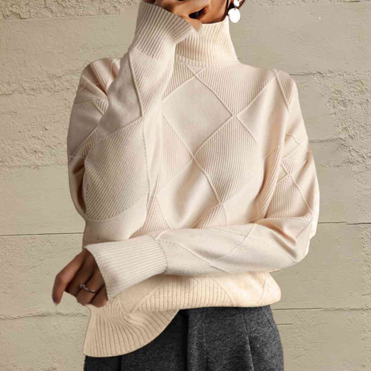 EM | Schicker Turtle-neck pullover aus geometrischem Strick
