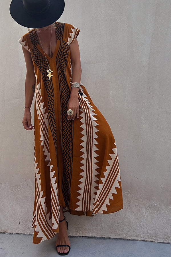 MW | Strandtermine Ethnodruck Maxikleid in A-Linie