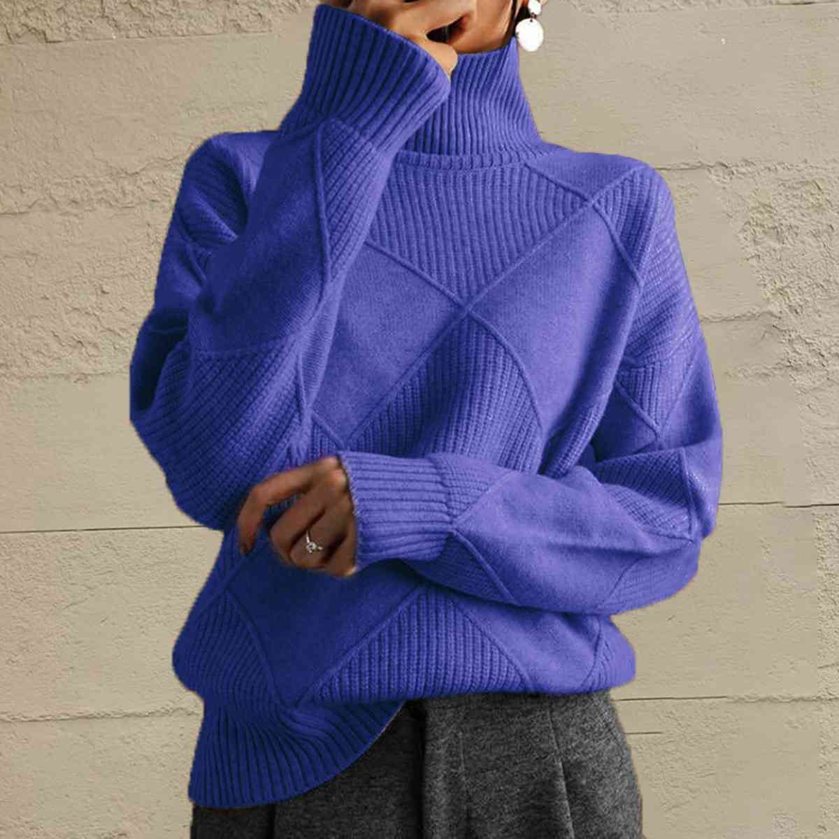 EM | Schicker Turtle-neck pullover aus geometrischem Strick
