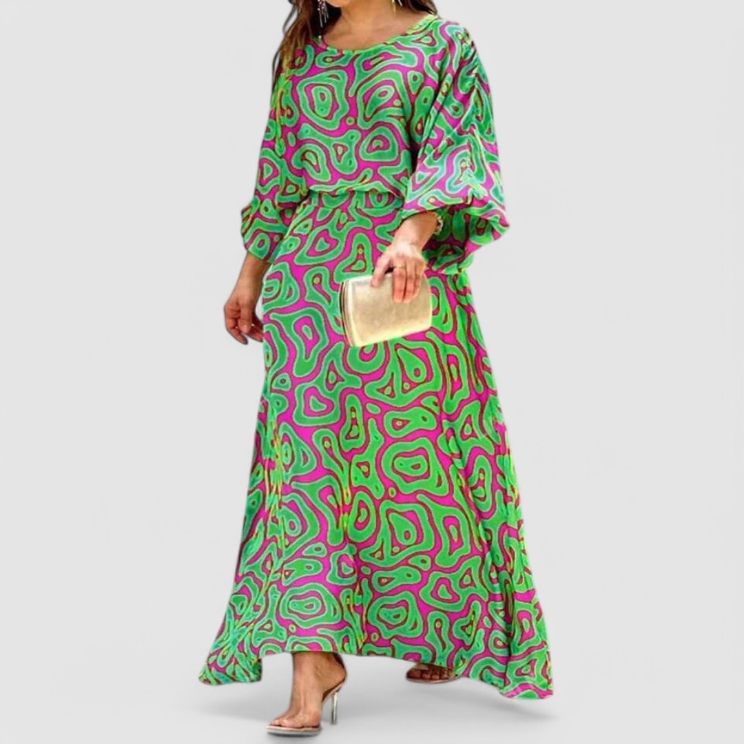 MW | Abstraktes Print-Maxikleid