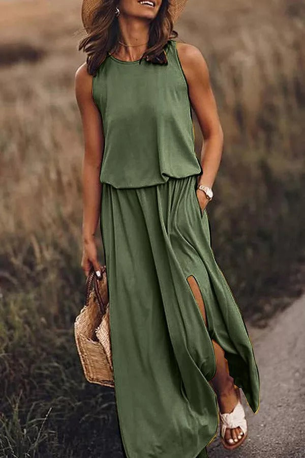 MW | Giselle Locker geschnittenes Maxikleid mit Schlitz