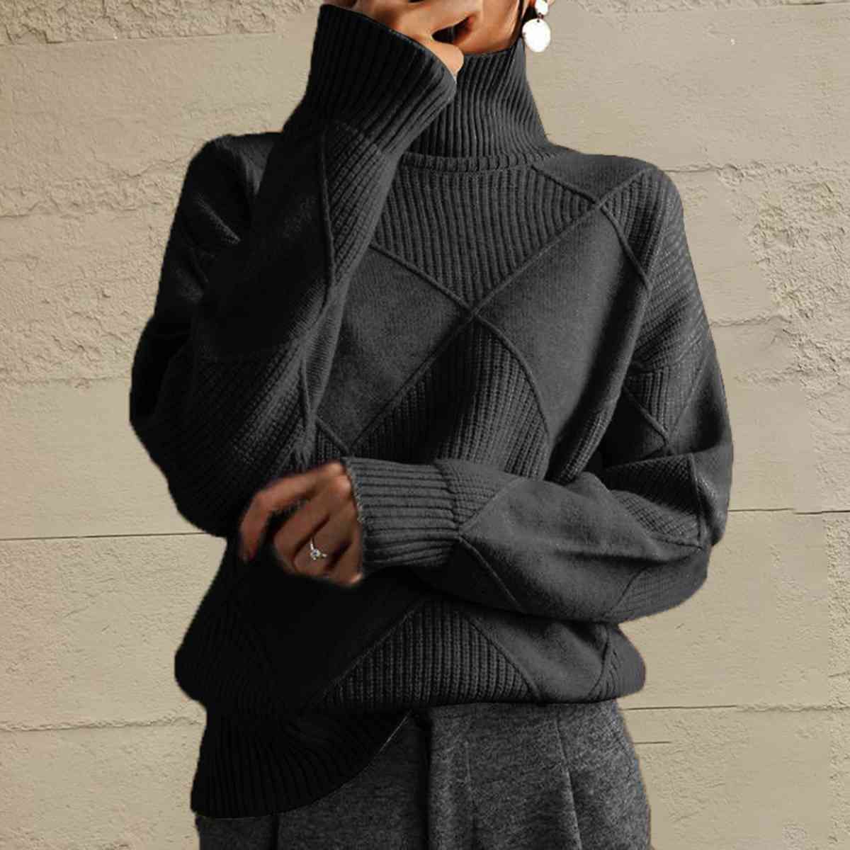 EM | Schicker Turtle-neck pullover aus geometrischem Strick